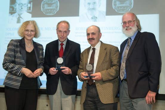 Elizabeth Blackburn, Solomon Snyder, Robert Weinberg and Tony Hunter