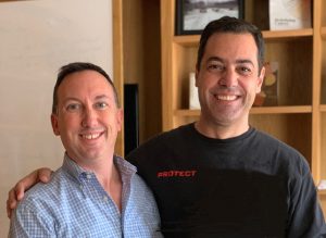 From left: Reuben Shaw and Daniel Garcia, after notification of their paper's acceptance.