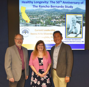 Gerald Shadel, junto con Anthony Molina y Judith Kritz-Silverstein presentaron en el evento del 50 aniversario del Estudio Rancho Bernardo sobre el Envejecimiento Saludable.