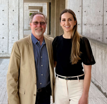 Gerald Shadel (left) and Melissa Johnson (right) discovered a key switch that links chronic interferon II exposure to immunosuppression in mice, exposing a new potential target for therapies to address immunotherapy-resistant cancer. Gerald Shadel (left) and Melissa Johnson (right) discovered a key switch that links chronic interferon II exposure to immunosuppression in mice, exposing a new potential target for therapies to address immunotherapy-resistant cancer.